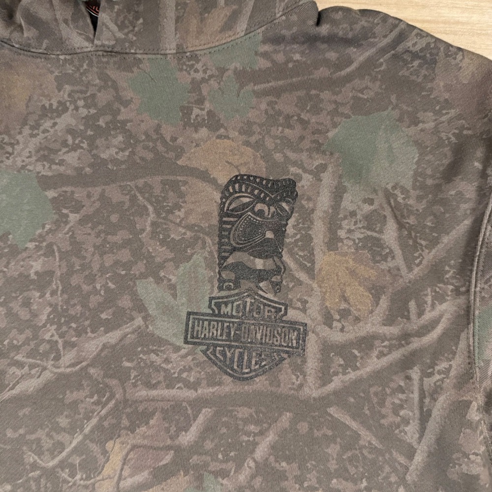 Harley-Davidson Honolulu Hawaii Camo Tiki Hoodie Mens Medium Ride With Aloha - Picture 5 of 8
